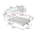 Two-tier black dish drying rack kitchen organizer with drainboard