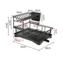 Two-tier black dish drying rack kitchen organizer with drainboard