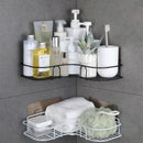 Two tier black metal corner storage shelves bathroom shower caddy