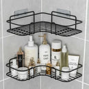 Two tier black metal corner storage shelves bathroom shower caddy
