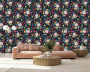 Modish Pink and Yellow Flowers Wallpaper