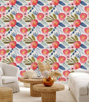Voguish Water Colored Flowers Wallpaper Tasteful