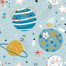 Planets on Blue Background Wallpaper