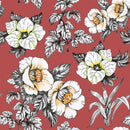 Modish Red Wallpaper with Flowers Tasteful