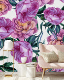 Fashionable Modern Brightly Pink Peonies Wallpaper