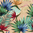 Tropical Leaves on Beige Background Wallpaper