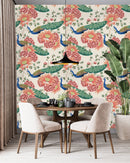 Peacocks and Flowers Wallpaper
