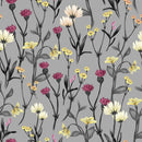 Voguish Grey Floral Wallpaper Chic