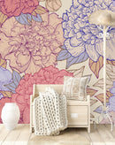 Beige Wallpaper with Peonies