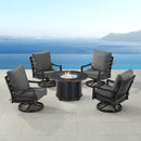 Black Aluminum Fire Table Set with Four Club Chairs