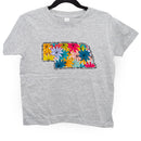 Nebraska Floral Tee | Grey & Floral Design | Infant & Youth Sizes | Pretty & Fabulous