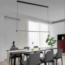 Ultra slim tube led office hanging lamp in black for dining rooms