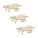 3 Unicorns Unfinished Wooden Shapes Craft Cutouts DIY Unpainted 3D Plaques 4 Inches