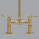 Unlacquered Brass Bridge Faucet, Brass Double Sink Faucet, Brass Kitchen Faucet With Short Legs And Lever Handles