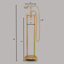 Unlacquered Brass Freestanding Tub Filler, Solid Brass Tub Faucet With Handheld, Floor Mount Bathtub Faucet