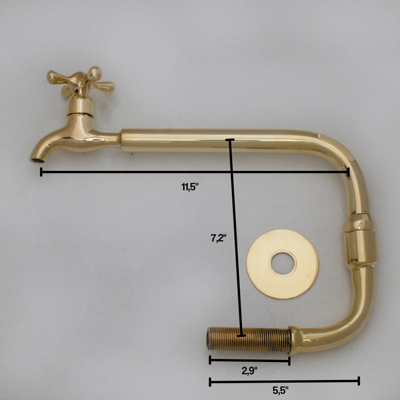 Unlacquered Brass Pot Filler, Vintage Traditional Kitchen Faucet, Swiveling