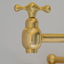 Unlacquered Brass Wall Mount Faucet, Brass Kitchen Faucet, Dual Handle Faucet
