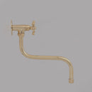 Unlacquered Brass Wall Mount Stove Faucet, Brass Pot Filler Faucet With Swiveling Neck