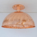 Unlacquered Copper Ceiling Light, Hammered Copper Flush Mount Light, Copper Ceiling Pendant