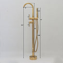 Unlacquered Solid Brass Tub Filler and Handheld Standing Two Outlets Bathtub Faucet