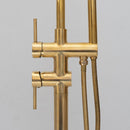 Unlacquered Solid Brass Tub Filler and Handheld Standing Two Outlets Bathtub Faucet
