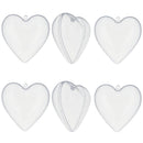Set of 6 Clear Plastic Heart Ornaments DIY Craft 3 Inches