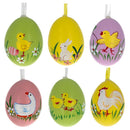 Set of 6 Real Eggshell Bunny, Chick and Goose Easter Egg Ornaments