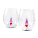 3D Gnome Heart Stemless Wine Glasses