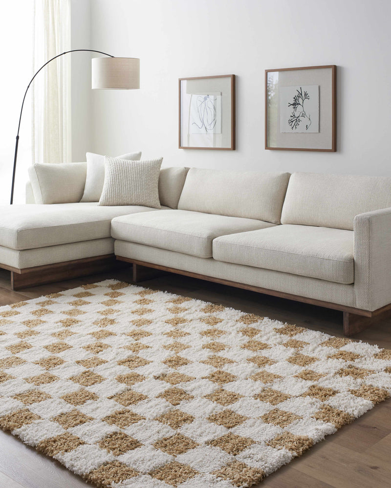 Atira Mustard Checkered Area Rug