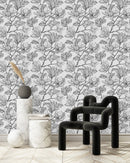 Voguish Grey Flowers Wallpaper Chic