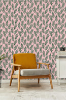 Fashionable Tropical Leaves on Pink Background Wallpaper Tasteful