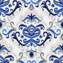 Beige and Blue Monogram Wallpaper