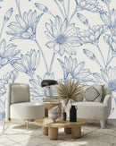 Dark Blue Flowers Wallpaper