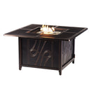 Black Aluminum Fire Table Set with Four Deep Seating Loveseats