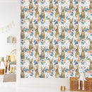 Floral Wallpaper with Hares
