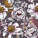 Dark Grey Floral Wallpaper