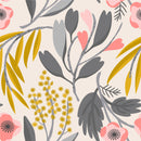 Pink Flowers and Grey Leaves Wallpaper