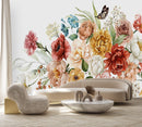 Contemporary Flowers and Butterflies Wallpaper