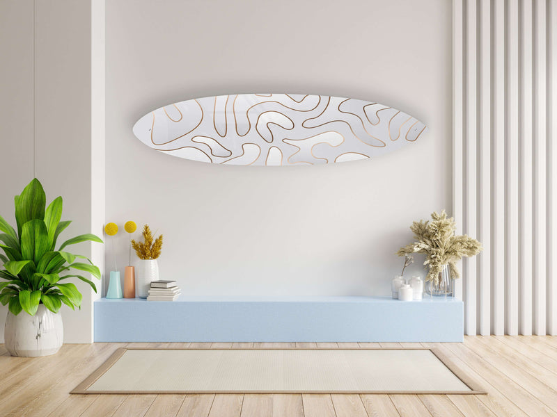 White Abstract Pattern Acrylic Surfboard Wall Art