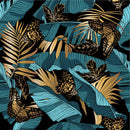 Blue and Gold Leaves Wallpaper