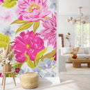 Modish Modern Brightly Pink Flowers Wallpaper