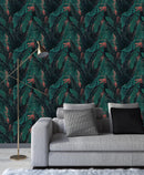 Dark Wallpaper with Palm Leaves