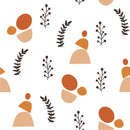 Geometrical Beige Pattern with Plants Wallpaper
