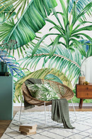 Elegant Tropical Green Leaves Wallpaper Fashionable