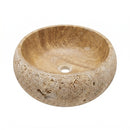 Valencia Beige Travertine Round Vessel Sink - 16x16x6" - Honed and Sandblasted