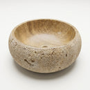 Valencia Beige Travertine Round Vessel Sink - 16x16x6" - Honed and Sandblasted