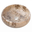 Valencia Beige Travertine Round Vessel Sink - 16x16x6" - Polished and Partially Filled
