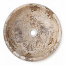 Valencia Beige Travertine Round Vessel Sink - 16x16x6" - Polished and Partially Filled