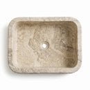 Valencia Beige Travertine Sand-Blasted Rectangular Vessel Sink - 20" x 16" x 6"