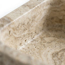 Valencia Beige Travertine Sand-Blasted Rectangular Vessel Sink - 20" x 16" x 6"